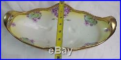 Vintage Bavaria Gilded Hand Painted Footed Oblong Bowl