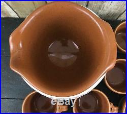 Vintage Bennington Potters Vermont 1879 Batter Bowl and 8 Stackable 1960 Cups