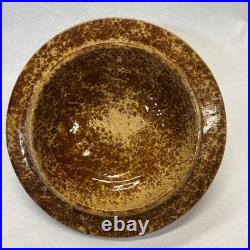 Vintage Bennington Rockingham Brown Glazed Ceramic Lidded Bowl FLAW