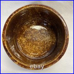 Vintage Bennington Rockingham Brown Glazed Ceramic Lidded Bowl FLAW