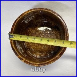Vintage Bennington Rockingham Brown Glazed Ceramic Lidded Bowl FLAW