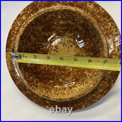 Vintage Bennington Rockingham Brown Glazed Ceramic Lidded Bowl FLAW