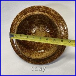 Vintage Bennington Rockingham Brown Glazed Ceramic Lidded Bowl FLAW
