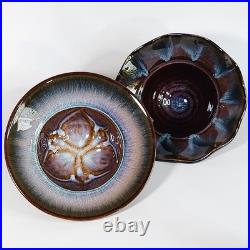 Vintage Bill Campbell Studio Pottery Handmade Drip Glaze Ceramic Bowls Set of 2 Vintage Bill Campbell Studio Pottery Handmade Drip Glaze Ceramic Bowls Set of 2