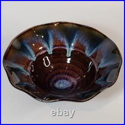 Vintage Bill Campbell Studio Pottery Handmade Drip Glaze Ceramic Bowls Set of 2