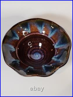 Vintage Bill Campbell Studio Pottery Handmade Drip Glaze Ceramic Bowls Set of 2