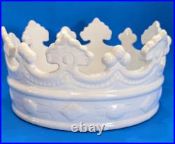 Vintage Bitossi Peasant Village Large White Crown Shaped Bowl Italy