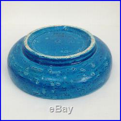 Vintage Bitossi Pottery Aldo Londi Italy Fritte Mondrian Rimini Blue Bowl