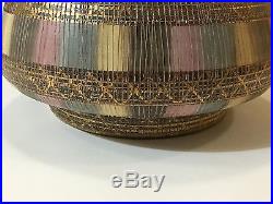Vintage Bitossi Pottery Bowl Aldo Londi Seta Range Line Italy Pastel Shade Gold