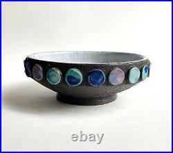 Vintage Bitossi Pottery Centerpiece Bowl Polka Dot Decor, 1950s Italy Aldo Londi