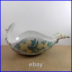 Vintage Bjorn Wiinblad Art Pottery Bird Bowl Yellow Flowers 16 Long Denmark MCM