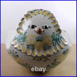 Vintage Bjorn Wiinblad Art Pottery Bird Bowl Yellow Flowers 16 Long Denmark MCM