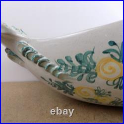 Vintage Bjorn Wiinblad Art Pottery Bird Bowl Yellow Flowers 16 Long Denmark MCM
