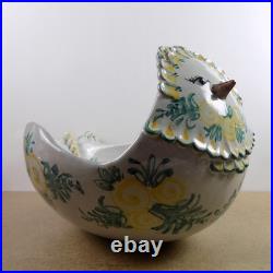 Vintage Bjorn Wiinblad Art Pottery Bird Bowl Yellow Flowers 16 Long Denmark MCM