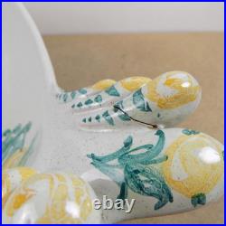 Vintage Bjorn Wiinblad Art Pottery Bird Bowl Yellow Flowers 16 Long Denmark MCM