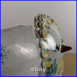 Vintage Bjorn Wiinblad Art Pottery Bird Bowl Yellow Flowers 16 Long Denmark MCM