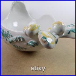 Vintage Bjorn Wiinblad Art Pottery Bird Bowl Yellow Flowers 16 Long Denmark MCM