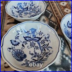 Vintage Blue Danube Japan Blue Onion Floral Set of 5 Coupe Cereal Bowls 6
