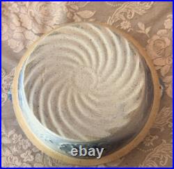 Vintage Blue White Salt Glaze Stoneware Bowl w Side Handles Primitive Farmhouse