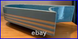 Vintage Blue White Striped Fin-Shaped Console Bowl Planter MCM Pottery Modern