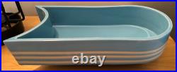 Vintage Blue White Striped Fin-Shaped Console Bowl Planter MCM Pottery Modern