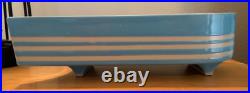 Vintage Blue White Striped Fin-Shaped Console Bowl Planter MCM Pottery Modern