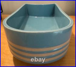 Vintage Blue White Striped Fin-Shaped Console Bowl Planter MCM Pottery Modern
