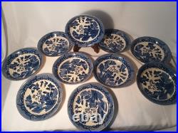 Vintage Blue Wilow Soup/Salads Bowls (9) Plus (1) Free Bowl Measures 7 3/8