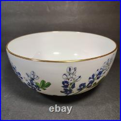 Vintage Boehm Bluebonnet Bowl 1989 Texas Floral Porcelain Gold Trim 8