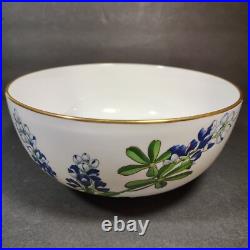 Vintage Boehm Bluebonnet Bowl 1989 Texas Floral Porcelain Gold Trim 8