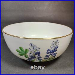 Vintage Boehm Bluebonnet Bowl 1989 Texas Floral Porcelain Gold Trim 8