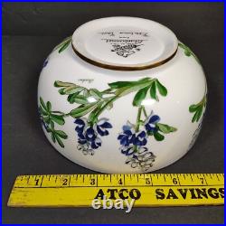 Vintage Boehm Bluebonnet Bowl 1989 Texas Floral Porcelain Gold Trim 8