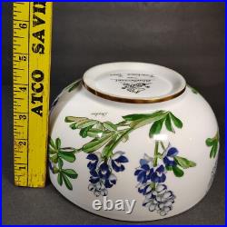 Vintage Boehm Bluebonnet Bowl 1989 Texas Floral Porcelain Gold Trim 8