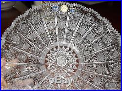 Vintage Bohemia BARDEJOV Queens Lace hand cut round crystal bowl 9 1/25-1
