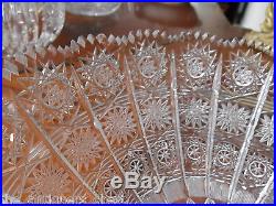 Vintage Bohemia BARDEJOV Queens Lace hand cut round crystal bowl 9 1/25-1