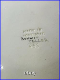 Vintage Bonwit Teller Majolica Mauve Pink and White Large Leaf Serving Bowl