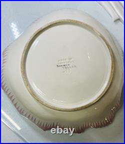 Vintage Bonwit Teller Majolica Mauve Pink and White Large Leaf Serving Bowl