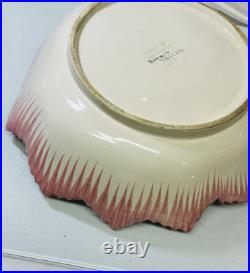 Vintage Bonwit Teller Majolica Mauve Pink and White Large Leaf Serving Bowl