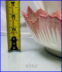 Vintage Bonwit Teller Majolica Mauve Pink and White Large Leaf Serving Bowl