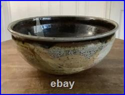 Vintage Brown Studio Pottery Centerpiece Bowl 13 PRINS Primitive Rustic