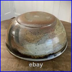Vintage Brown Studio Pottery Centerpiece Bowl 13 PRINS Primitive Rustic