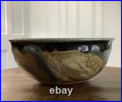 Vintage Brown Studio Pottery Centerpiece Bowl 13 PRINS Primitive Rustic