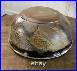 Vintage Brown Studio Pottery Centerpiece Bowl 13 PRINS Primitive Rustic