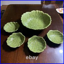 Vintage CAILF. USA Pottery Cabbage 13 In Bowl With 4-6 In Matching Bowls