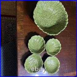 Vintage CAILF. USA Pottery Cabbage 13 In Bowl With 4-6 In Matching Bowls