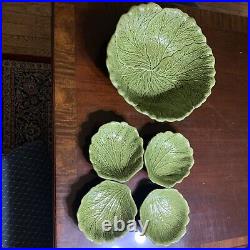 Vintage CAILF. USA Pottery Cabbage 13 In Bowl With 4-6 In Matching Bowls