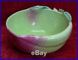 Vintage CHINESE EARTHENWARE POTTERY 6 long PEACH FORM BOWL for BUDDHA OFFERING