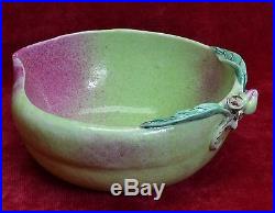 Vintage CHINESE EARTHENWARE POTTERY 6 long PEACH FORM BOWL for BUDDHA OFFERING