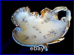Vintage C. T. Carl Tielsch Large Porcelain China Handled Dish Gold Gilt Germany