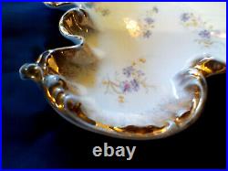 Vintage C. T. Carl Tielsch Large Porcelain China Handled Dish Gold Gilt Germany